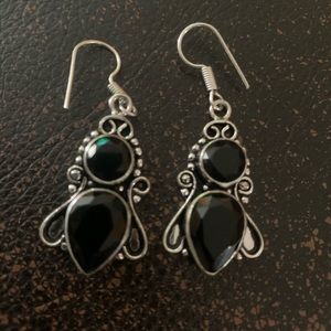 Black Onyx Dangle Earrings.